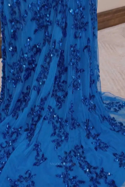 Prom Dresses 2025 to impress Sequin Lace Mermaid Prom Dress with Illusion Plunge Corset Bodice, High Slit, Lace-Up Back – 26105-vigocouture-vigocouture