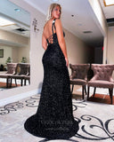 Prom Dress 2025 Sequin Mermaid One Shoulder Star Prom Dress 20838-unique elegant Prom Dresses-Black-US2-vigocouture