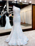 Prom Dress 2025 Sequin Mermaid Prom Dresses One Shoulder Formal Dresses 21543-unique elegant Prom Dresses-White-US2-vigocouture