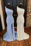 Prom Dress 2025 Sequin Mermaid Prom Dresses One Shoulder Formal Dresses 21590-unique elegant Prom Dresses-Teal Blue-US2-vigocouture