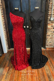 Prom Dress 2025 Sequin Mermaid Prom Dresses Sweetheart Neck Formal Dresses 21591-unique elegant Prom Dresses-One Shoulder-As Pictured-US2-vigocouture