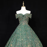 Prom Dress 2025 Sequin Quinceanera Dresses Off the Shoulder Sweet 16 Dresses 20675-unique elegant Prom Dresses-Green-US2-vigocouture