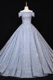 Prom Dress 2025 Sequin Quinceanera Dresses Off the Shoulder Sweet 16 Dresses 20677-unique elegant Prom Dresses-Grey-US2-vigocouture