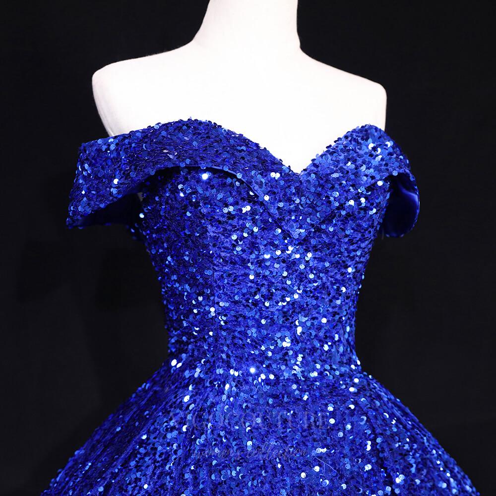 Prom Dress 2025 Sequin Quinceanera Dresses Off the Shoulder Sweet 16 Dresses 20678-unique elegant Prom Dresses-Blue-US2-vigocouture