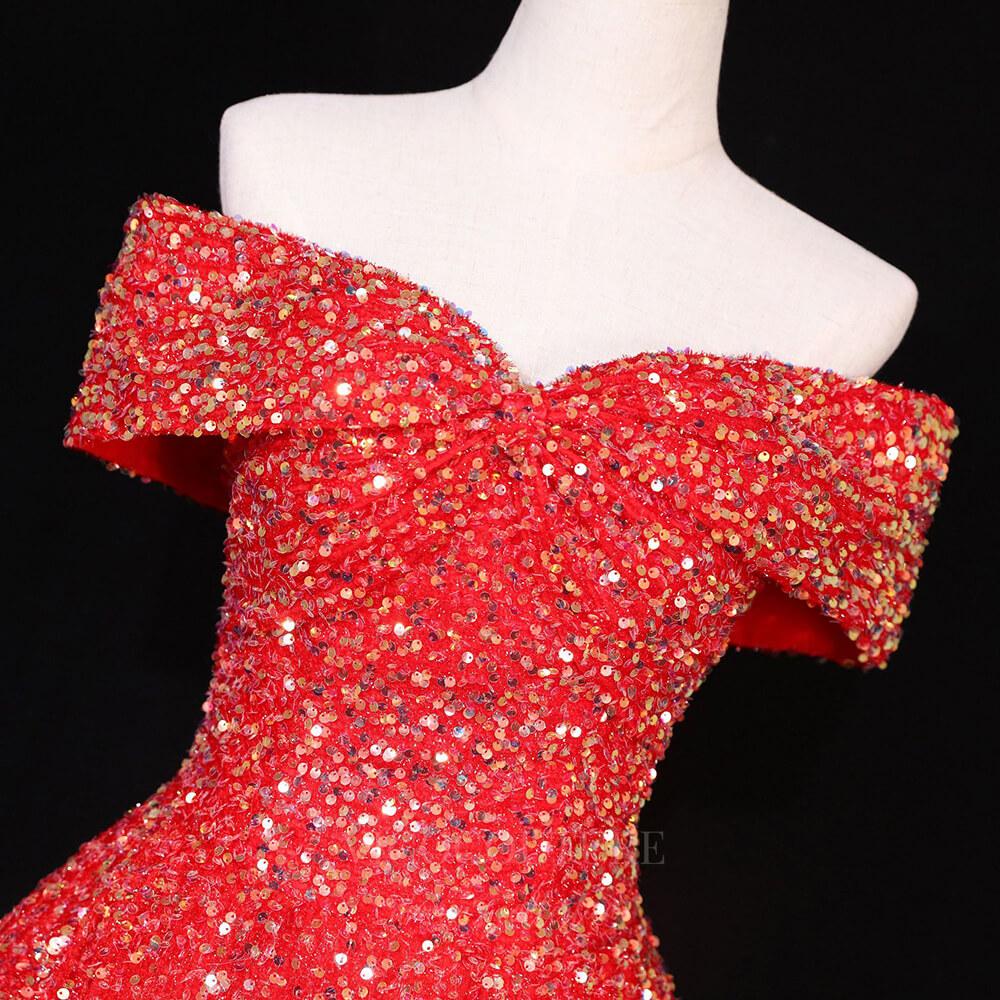 Prom Dress 2025 Sequin Quinceanera Dresses Off the Shoulder Sweet 16 Dresses 20680-unique elegant Prom Dresses-Red-US2-vigocouture