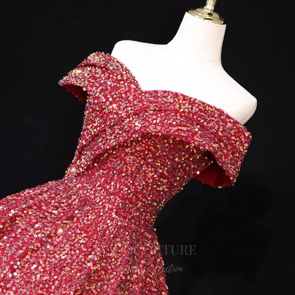 Prom Dress 2025 Sequin Quinceanera Dresses Off the Shoulder Sweet 16 Dresses 20681-unique elegant Prom Dresses-Red-Custom Size-vigocouture