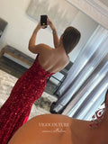 Prom Dress 2025 Sequin Strapless Prom Dresses Mermaid Formal Dresses 21555-unique elegant Prom Dresses-Burgundy-US2-vigocouture