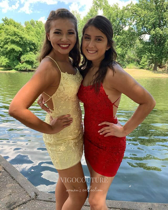 Sexy Lace Applique Homecoming Dress Spaghetti Strap Bodycon Dress hc259 Custom Colors / US14 Sexy Lace Applique Homecoming Dress Spaghetti Strap Bodycon Dress hc259 Custom Colors / US14