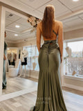 Prom Dress 2025 Sexy Mermaid Satin Prom Dresses Plunging V-Neck Pleated Bodice 24058-unique elegant Prom Dresses-Green-Custom Size-vigocouture