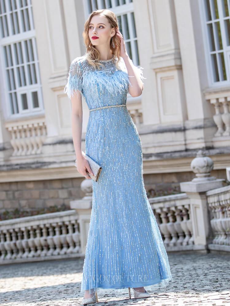 Prom Dress 2025 Sheath Beaded Round Neck Prom Dress 20783-unique elegant Prom Dresses-Light Blue-US2-vigocouture