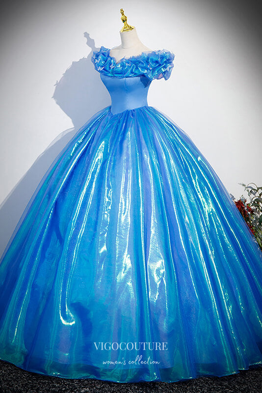 Shimmering Blue Off-the-Shoulder Quinceanera Dress 22323 Custom Colors / 26W Shimmering Blue Off-the-Shoulder Quinceanera Dress 22323 Custom Colors / 26W