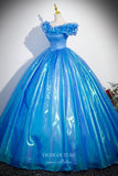 Prom Dress 2025 Shimmering Blue Off-the-Shoulder Quinceanera Dress 22323-unique elegant Prom Dresses-Blue-Custom Size-vigocouture