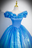 Prom Dress 2025 Shimmering Blue Off-the-Shoulder Quinceanera Dress 22323-unique elegant Prom Dresses-Blue-Custom Size-vigocouture