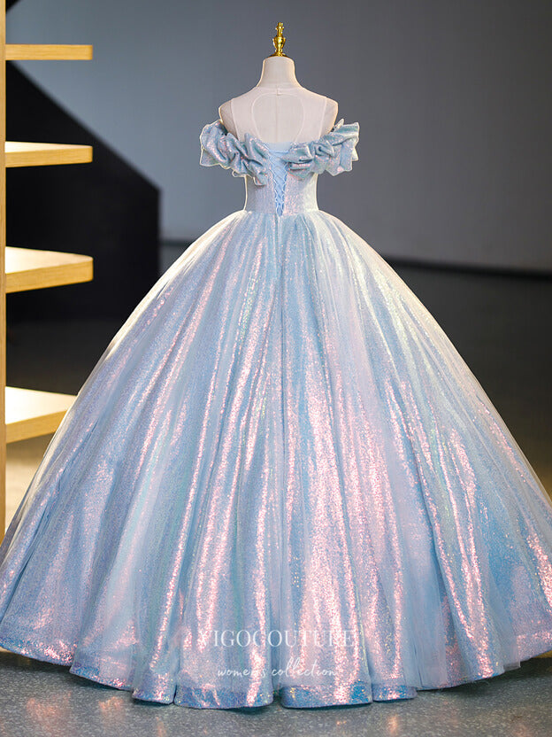 Prom Dress 2025 Shimmering Light Blue Prom Dresses Sequin Quinceanera Dress 22350-unique elegant Prom Dresses-Light Blue-Custom Size-Ball Gown-vigocouture