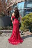 Prom Dress 2025 Shimmering Red Beaded Mermaid Prom Dress with Sweetheart Neck and High Slit 22248-unique elegant Prom Dresses-Red-US2-vigocouture