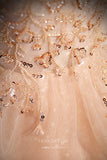 Prom Dress 2025 Shimmering Ruffled Beaded Prom Dress with Puffed Sleeve 22260-unique elegant Prom Dresses-Blush-Custom Size-vigocouture