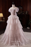 Prom Dress 2025 Shimmering Ruffled Tulle Prom Dress with Off the Shoulder Design 22302-unique elegant Prom Dresses-As Pictured-Custom Size-vigocouture