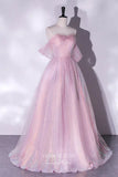 Prom Dress 2025 Shimmering Sparkly Tulle Off the Shoulder Prom Dress 22332-unique elegant Prom Dresses-Lavender-Custom Size-vigocouture