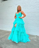 Prom Dress 2025 Shimmering Tulle Ruffled Prom Dresses Spaghetti Strap Formal Dress 24001-unique elegant Prom Dresses-Aqua-Custom Size-vigocouture