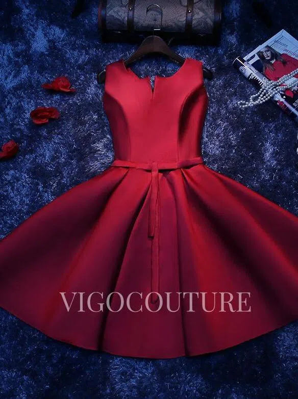 Short Prom Dresses 2025 Short Satin Homecoming Dress 20312-Prom Dresses-vigocouture-Red-US2-vigocouture