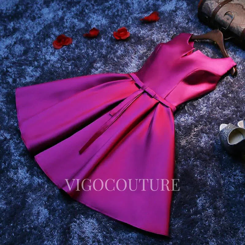 Short Prom Dresses 2025 Short Satin Homecoming Dress 20312-Prom Dresses-vigocouture-Violet-US2-vigocouture