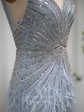 Prom Dress 2025 Silver Feather Prom Dresses Mermaid Formal Dresses 21510-unique elegant Prom Dresses-Silver-US2-vigocouture