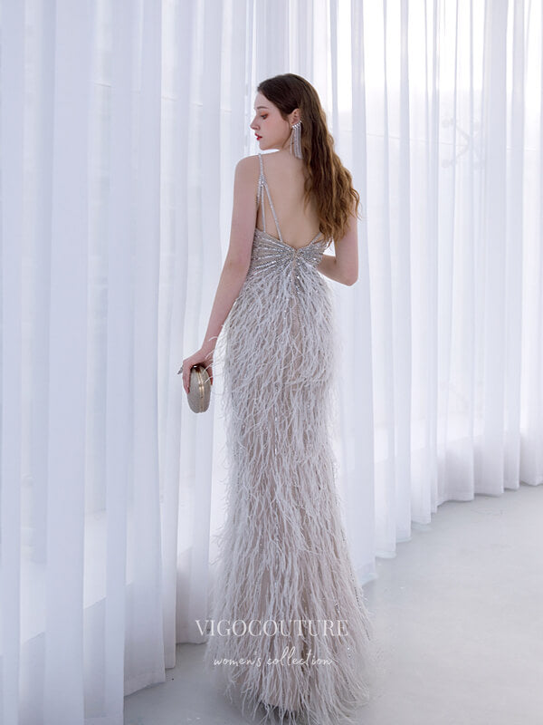 Silver Feather Prom Dresses Mermaid Formal Dresses 21510 Light Blue / US10 Silver Feather Prom Dresses Mermaid Formal Dresses 21510 Light Blue / US10
