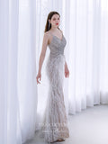 Prom Dress 2025 Silver Feather Prom Dresses Mermaid Formal Dresses 21510-unique elegant Prom Dresses-Silver-US2-vigocouture