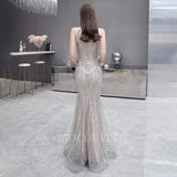 Prom Dress 2025 Silver Mermaid Halter Neck Beaded Prom Dresses 20021-unique elegant Prom Dresses-Silver-US2-vigocouture