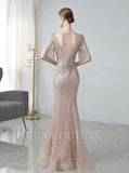 Prom Dress 2025 Silver Mermaid Prom Dresses V-neck Beaded Prom Dresses 20071-unique elegant Prom Dresses-Silver-US2-vigocouture