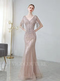 Prom Dress 2025 Silver Mermaid Prom Dresses V-neck Beaded Prom Dresses 20071-unique elegant Prom Dresses-Silver-US2-vigocouture