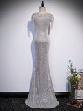 Prom Dress 2025 Silver Sequin Mermaid V-Neck Prom Dress 20904-unique elegant Prom Dresses-Silver-Custom Size-vigocouture