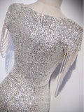 Prom Dress 2025 Silver Sequin Mermaid V-Neck Prom Dress 20904-unique elegant Prom Dresses-Silver-Custom Size-vigocouture