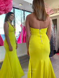 Prom Dress 2025 Smooth Satin Mermaid Cheap Prom Dresses Plunging V-Neck Zipper 24149-unique elegant Prom Dresses-Orange-Custom Size-vigocouture