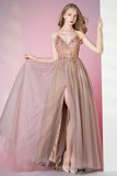 Prom Dress 2025 Spaghetti Strap Beaded A-Line Prom Dress 20796-unique elegant Prom Dresses-Blush-US2-vigocouture