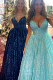 Prom Dress 2025 Spaghetti Strap Formal Dresses Sequin A-Line Prom Dresses 21599-unique elegant Prom Dresses-Fuchsia-US2-vigocouture