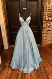 Prom Dress 2025 Spaghetti Strap Formal Dresses Sequin A-Line Prom Dresses 21599-unique elegant Prom Dresses-Light Blue-US2-vigocouture