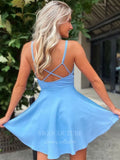 Short Prom Dresses 2025 Spaghetti Strap Hoco Dress Satin Graduation Dress hc019-Prom Dresses-vigocouture-vigocouture