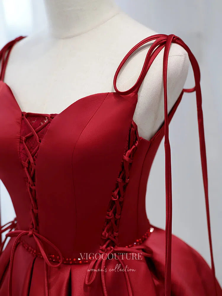 Spaghetti Strap Homecoming Dresses Satin Dama Dresses hc129 Burgundy / 24W Spaghetti Strap Homecoming Dresses Satin Dama Dresses hc129 Burgundy / 24W