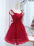 Short Prom Dresses 2025 Spaghetti Strap Homecoming Dresses Tulle Dama Dresses hc115-Prom Dresses-vigocouture-Red-US2-vigocouture