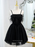 Short Prom Dresses 2025 Spaghetti Strap Homecoming Dresses Tulle Dama Dresses hc126-Prom Dresses-vigocouture-Black-US2-vigocouture