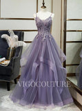 Prom Dress 2025 Spaghetti Strap Lace Applique Prom Dresses A-line Tiered Prom Gown 20279-unique elegant Prom Dresses-Mauve-US2-vigocouture