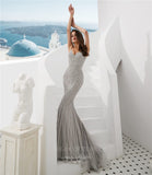 Prom Dress 2025 Spaghetti Strap Mermaid Beaded Prom Dress 20287-unique elegant Prom Dresses-Champagne-US2-vigocouture