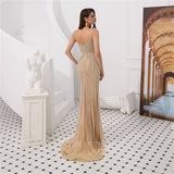 Prom Dress 2025 Spaghetti Strap Mermaid Beaded Prom Dress 20287-unique elegant Prom Dresses-Champagne-US2-vigocouture