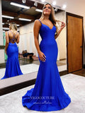 Prom Dress 2025 Spaghetti Strap Prom Dresses Mermaid V-Neck Formal Dresses 21542-unique elegant Prom Dresses-Blue-US2-vigocouture