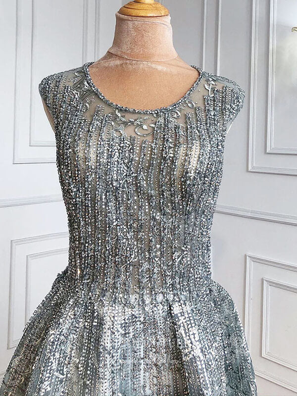 Prom Dress 2025 Sparkly Beaded Prom Dresses Lace Applique Formal Dresses 21270-unique elegant Prom Dresses-Grey-US2-vigocouture