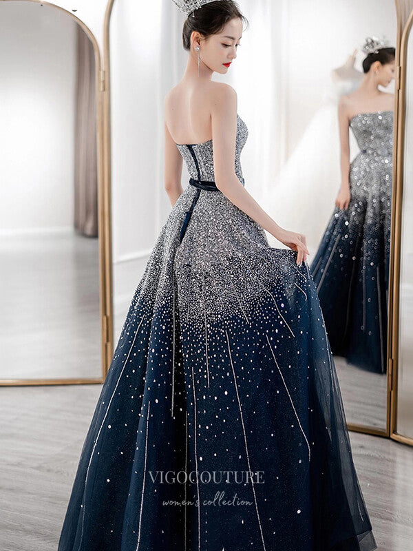 Prom Dress 2025 Sparkly Beaded Prom Dresses Off the Shoulder Formal Dresses 21273-unique elegant Prom Dresses-Blue-US2-vigocouture