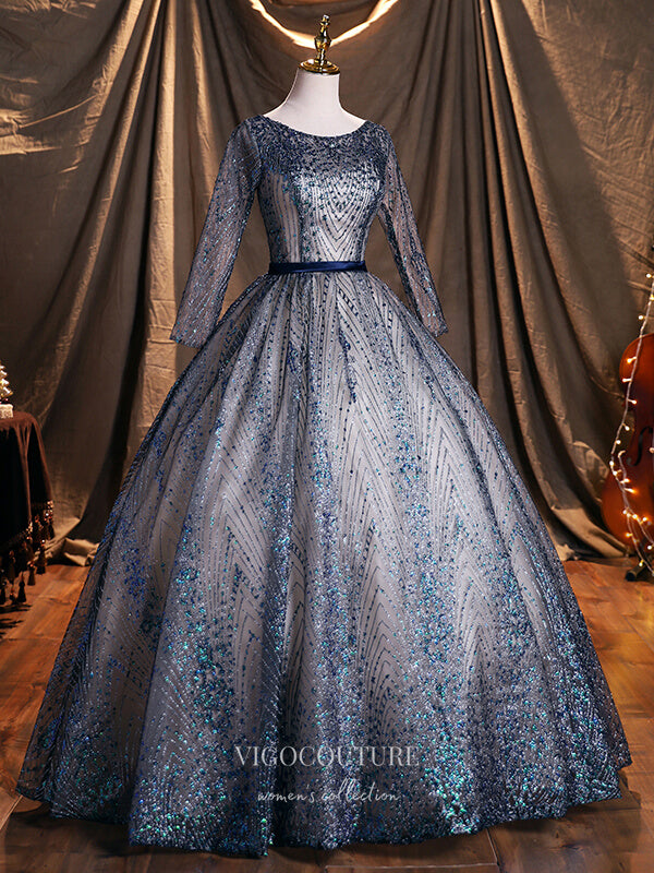 Sparkly Beaded Tulle Quinceanera Dresses Long Sleeve Sweet 16 Dresses 21389 Custom Colors / 22W Sparkly Beaded Tulle Quinceanera Dresses Long Sleeve Sweet 16 Dresses 21389 Custom Colors / 22W