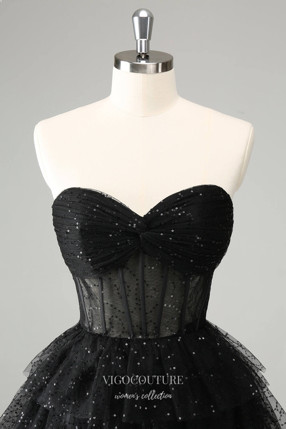 Sparkly Black Tiered Homecoming Dresses Sweetheart Strapless Back to S vigocouture Sparkly Black Tiered Homecoming Dresses Sweetheart Strapless Back to S vigocouture