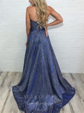 Prom Dress 2025 Sparkly Lace Spaghetti Strap A-Line Prom Dress 20612-unique elegant Prom Dresses-Blue-US2-vigocouture